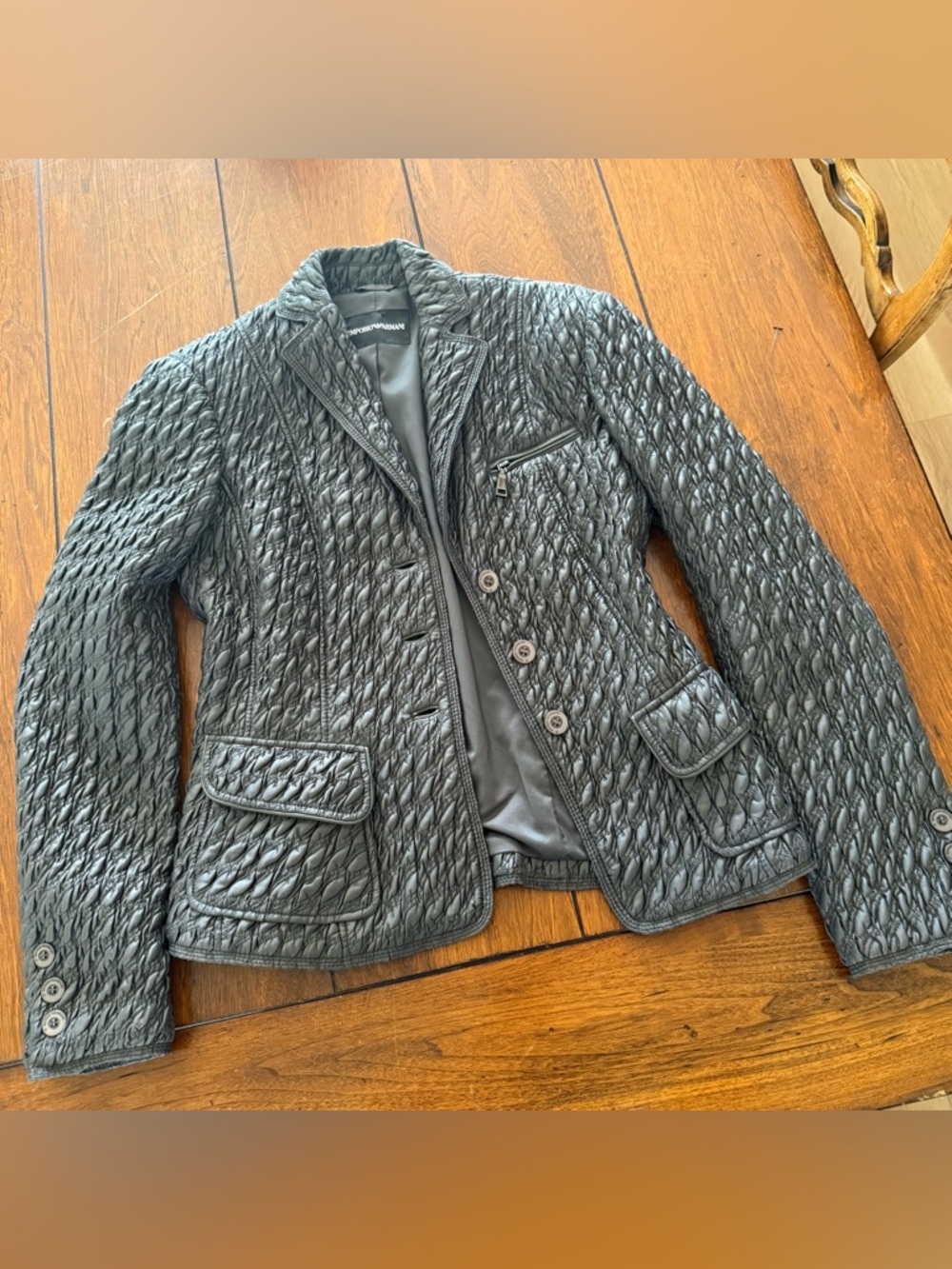 Emporio Armani Quilted Gray Women's Blazer Jacket